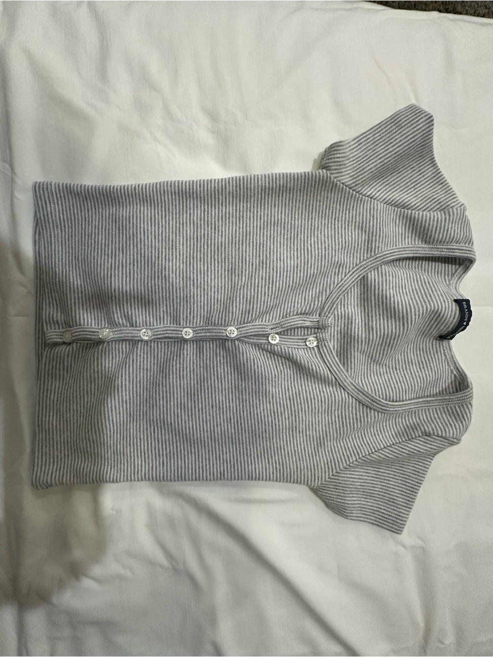Brandy Melville Gray Striped Short Sleeve Henley Top